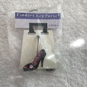 Bass Black and Pink High Heel Finders Key Purse Key Holder